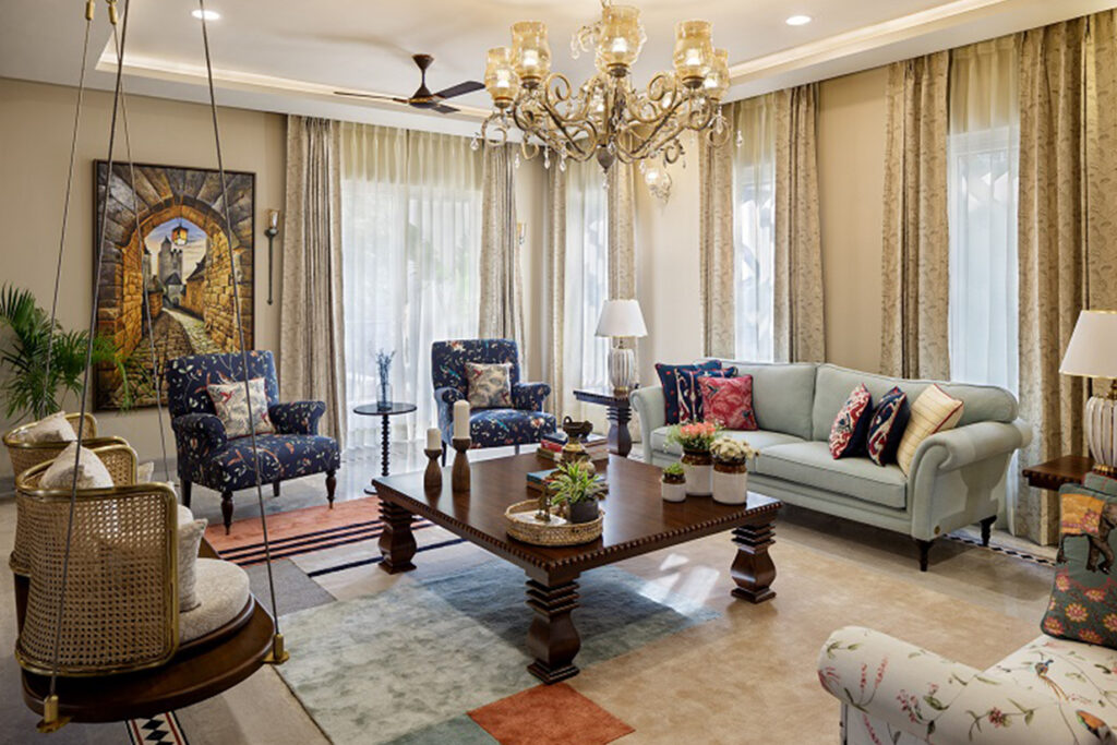 Luxury traditional Indian living room interior