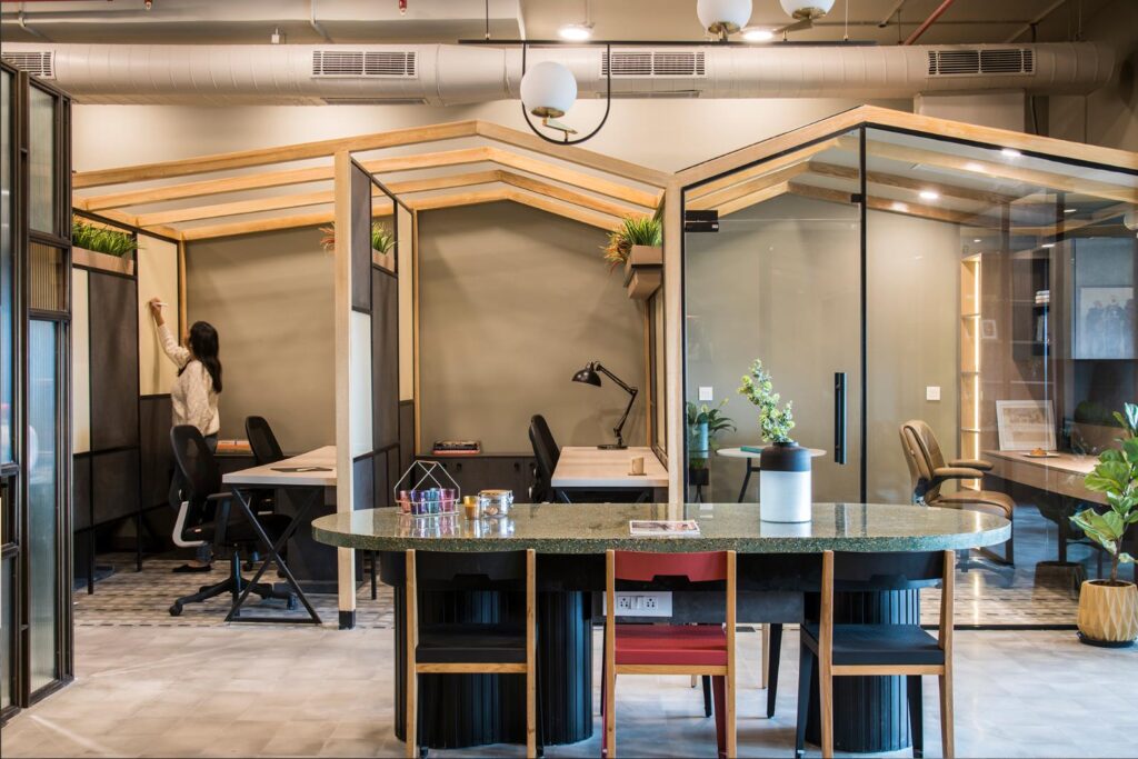 Partially Closed Cabin Workspace Design, The Bikers Cafe Classic Corporate Office