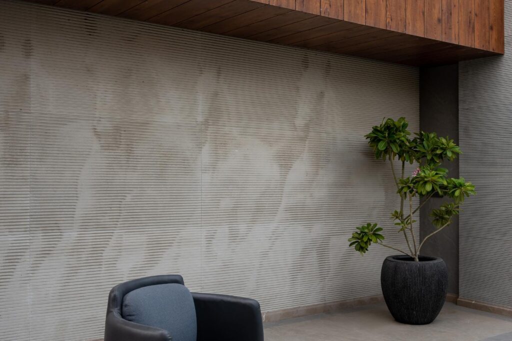 Terrace Wall Design with Subtle Running Horse Wall Paper, Gatsby