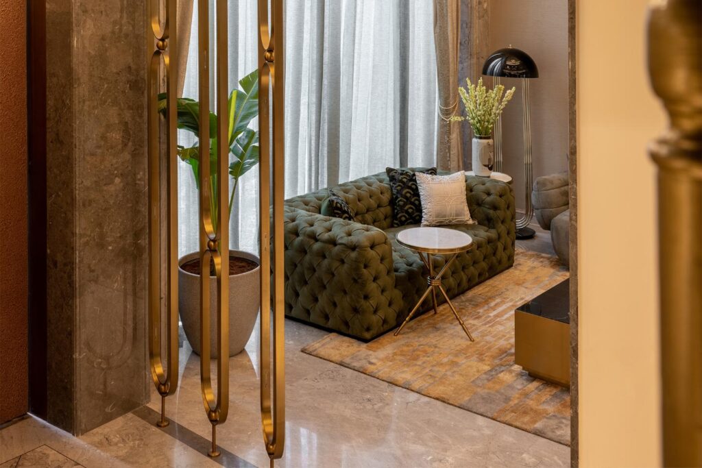 View of Gatsby's Art Deco Living Room Interiors